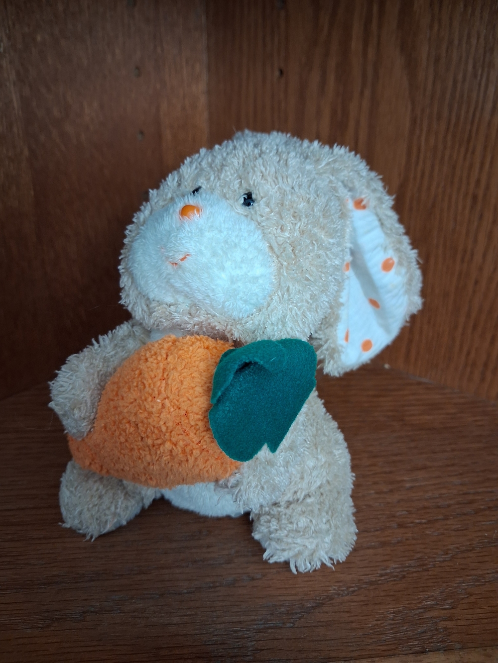 Plush Bunny with Orange Carrot Pet Toy - Cream and Orange